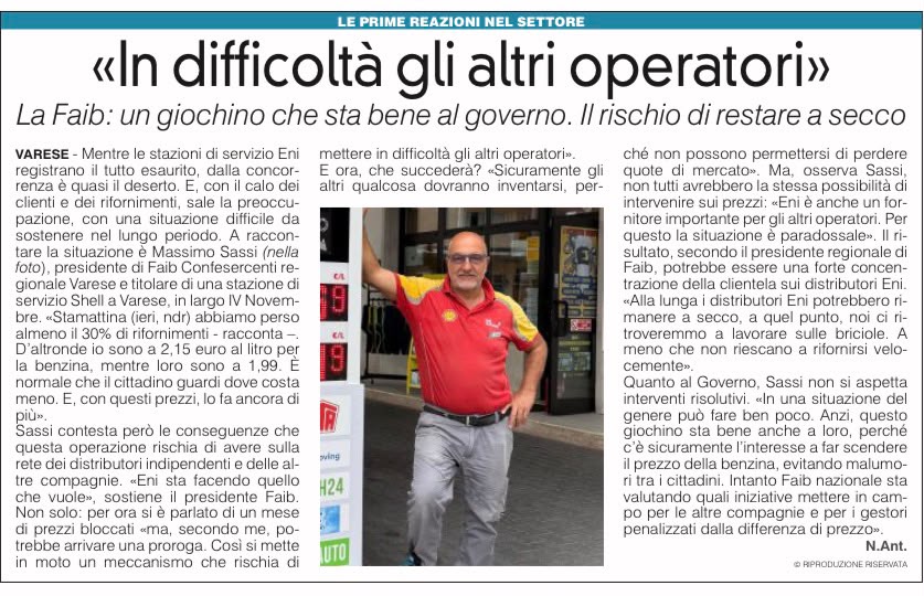 Carburanti, la preoccupazione dei gestori indipendenti.